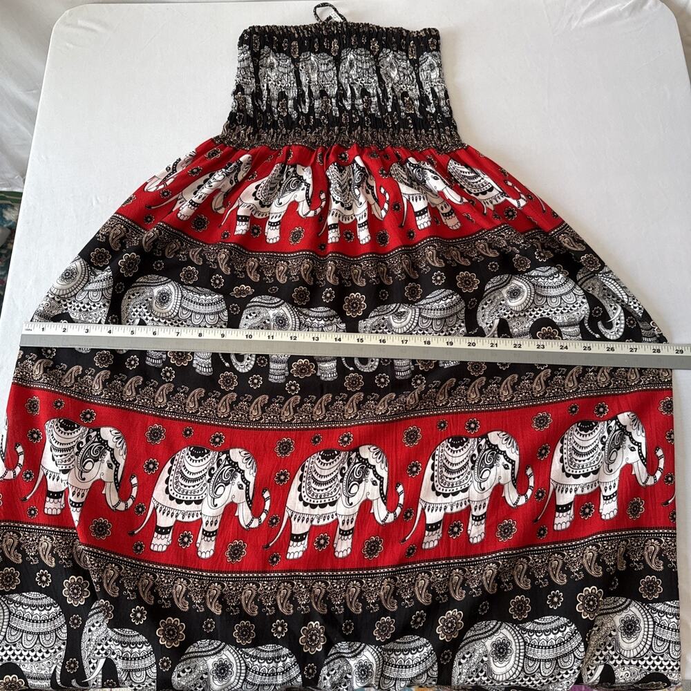 Strapless Elephant Print Maxi Dress in Red and Black - Picture 8 of 9